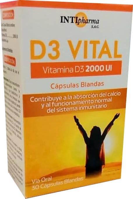 D3 Vital 2000UI x 30Cap Bland