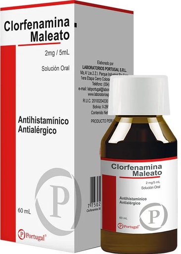 [09/27.20910114] Clorfenamina 2mg/5ml x 60ml Sol Oral